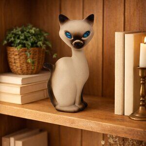 Vintage USA California "Sparkler" Siamese Cat Figurine with Blue Eyes MCM